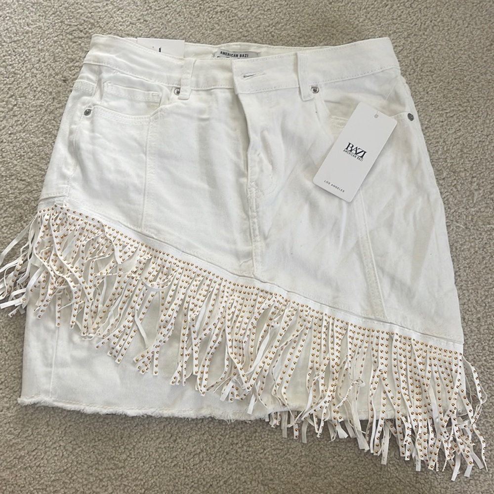 White Fringe Skirt
